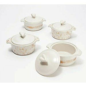 Ayesha Curry 4-Piece 10-oz Mini Casseroles with Gold Detail